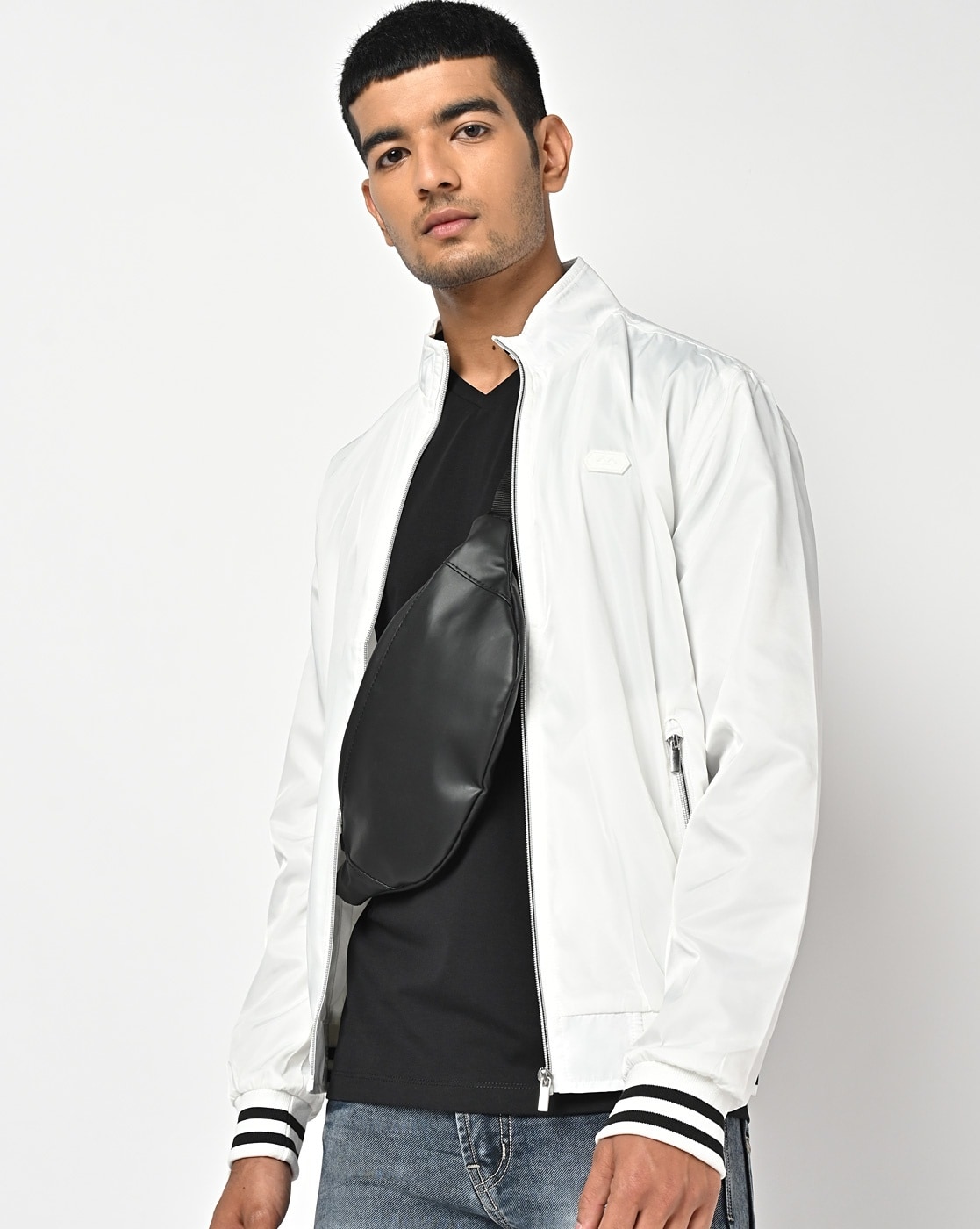 Buy Mufti Men Black Solid Leather Jacket - Jackets for Men 2075038 | Myntra