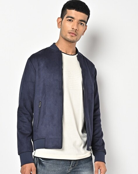 navy faux suede jacket