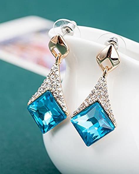 Blue Crystal and Seashell Earrings - Bits off the Beach