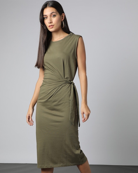 Olive midi cheap dress