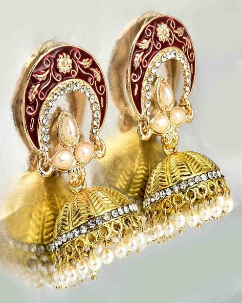 Big Blue Meenakari Pearl Jhumka Earring for Wedding | FashionCrab.com | Jhumka  earrings, Jhumka, Bold statement jewelry