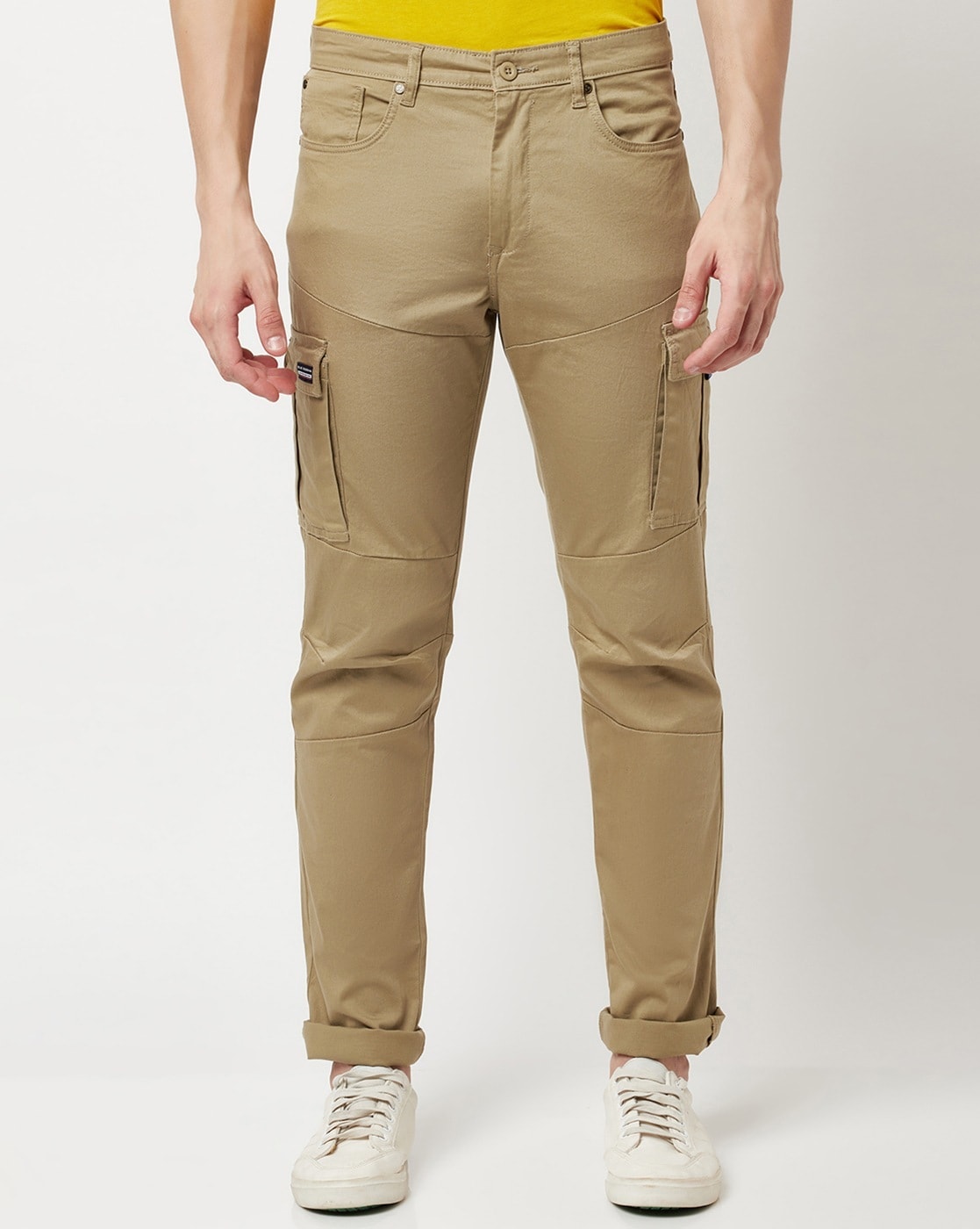 Buy Blue Buddha Mens Solid Light Olive Cotton Ankle Fit Trouser Online   1519 from ShopClues