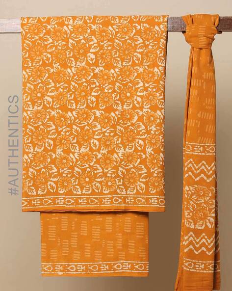 Bagru Handblock Print Cotton 3-piece Dress Material Price in India