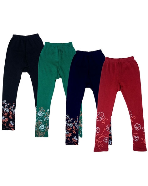 Pack of 4 Floral Print Leggings with Elasticated Waist