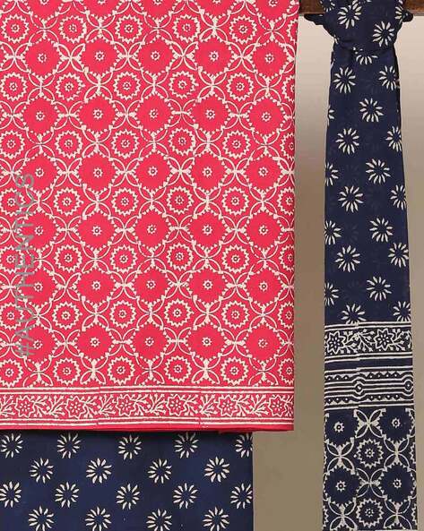 Bagru Handblock Print 3-piece Cotton Dress Material Price in India