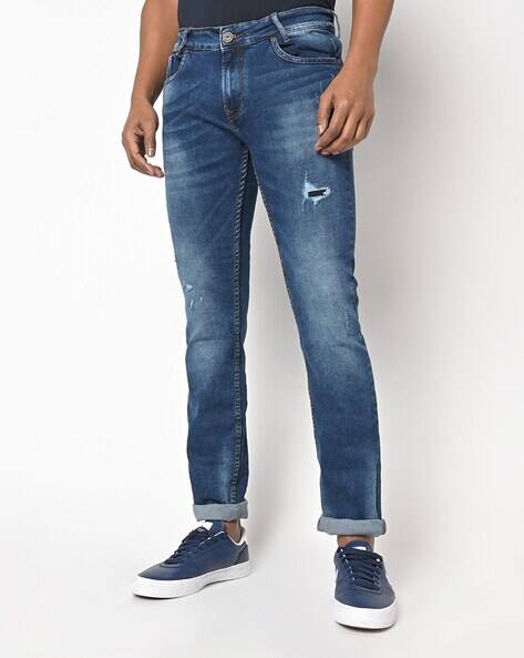 MUFTI Heavily Washed Slim Fit Jeans