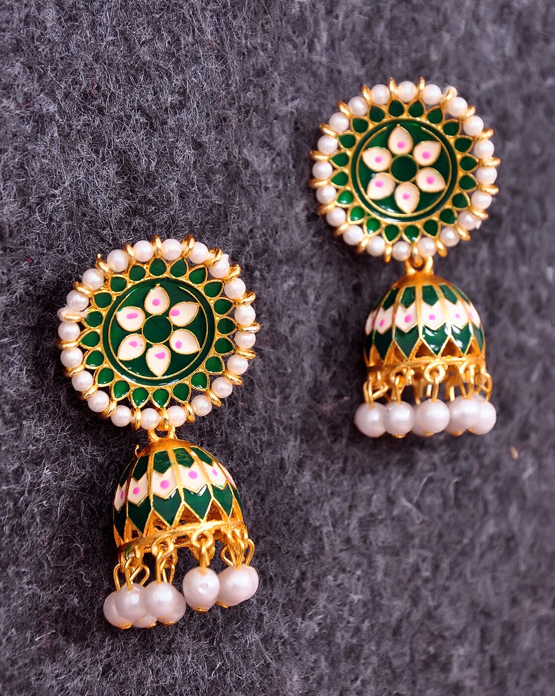 Silk/ Resham Thread Blue Jhumka Earrings Online - Hayagi