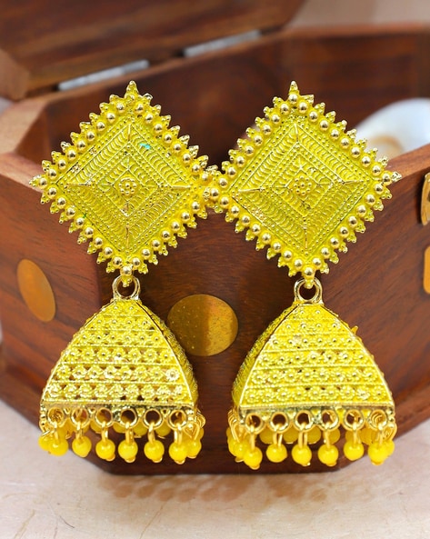 New 1 Gram Gold Jhumki Plain Earring Floral Designs Shop Online ER3694