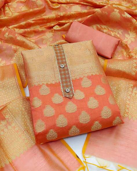 Banarasi Jacquard Unstitched Dress Material Price in India