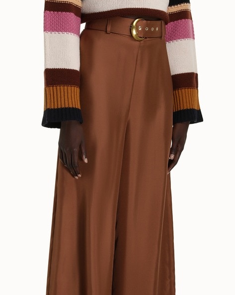 Buy Zimmermann Kaleidoscope Relaxed Fit Straight Pants, Tan Color Women