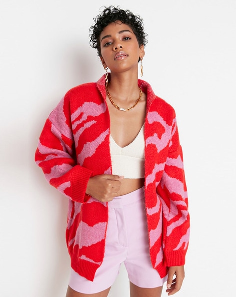 Red leopard deals print cardigan