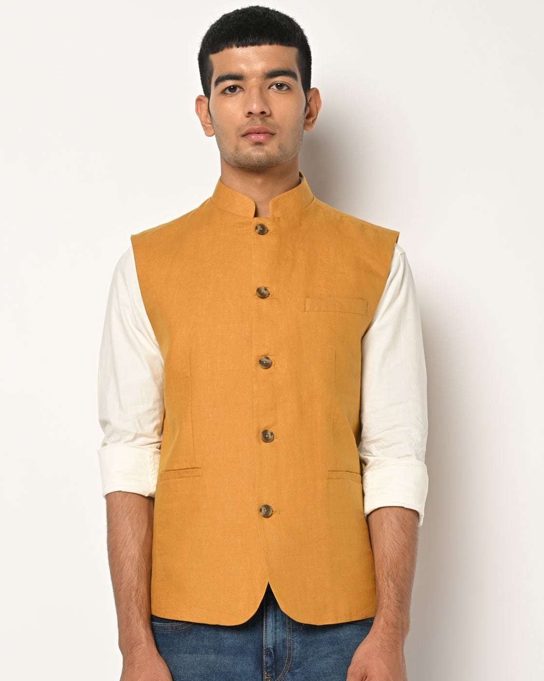 Mustard nehru clearance jacket