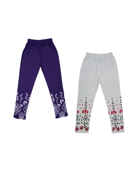 Buy Grey & Purple Trousers & Pants for Girls by INDIWEAVES Online