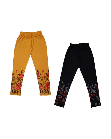 Buy Black & Yellow Trousers & Pants for Girls by INDIWEAVES Online