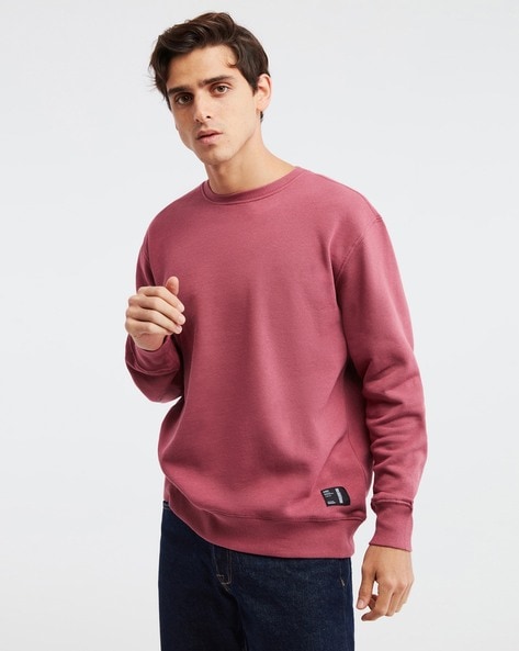 RE/DONE  Oversized Crewneck Sweatshirt in Cherry