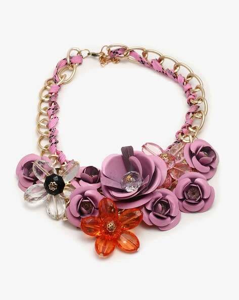 Parrot And Exotic Flower Statement Necklace | ARPA3011 – Les Nereides