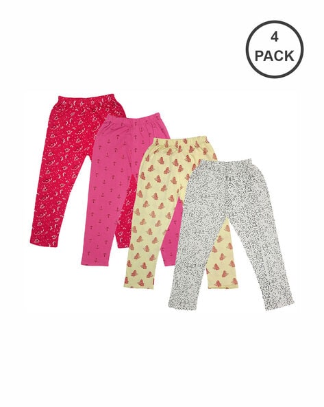 Pack Of 4 Multi Printed Trousers For Girls