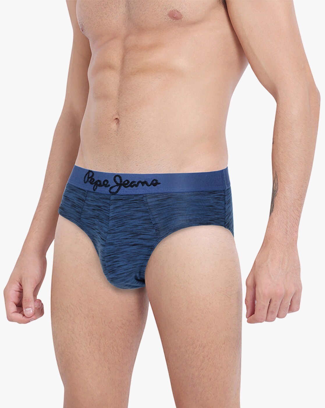 Panelled Mid-Rise Briefs with Printed Elasticated Waistband