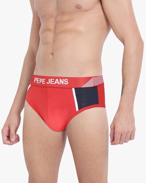 Panelled Low-Rise Briefs with Elasticated Waistband