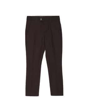 Plain Poly Mix Regular Fit Trousers-image-46