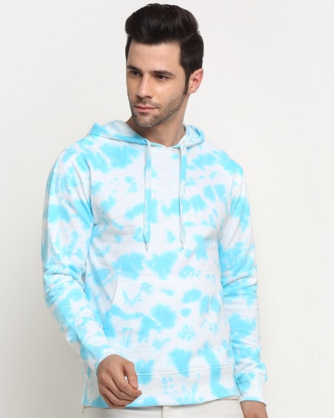 White and blue hot sale tie dye sweatshirt