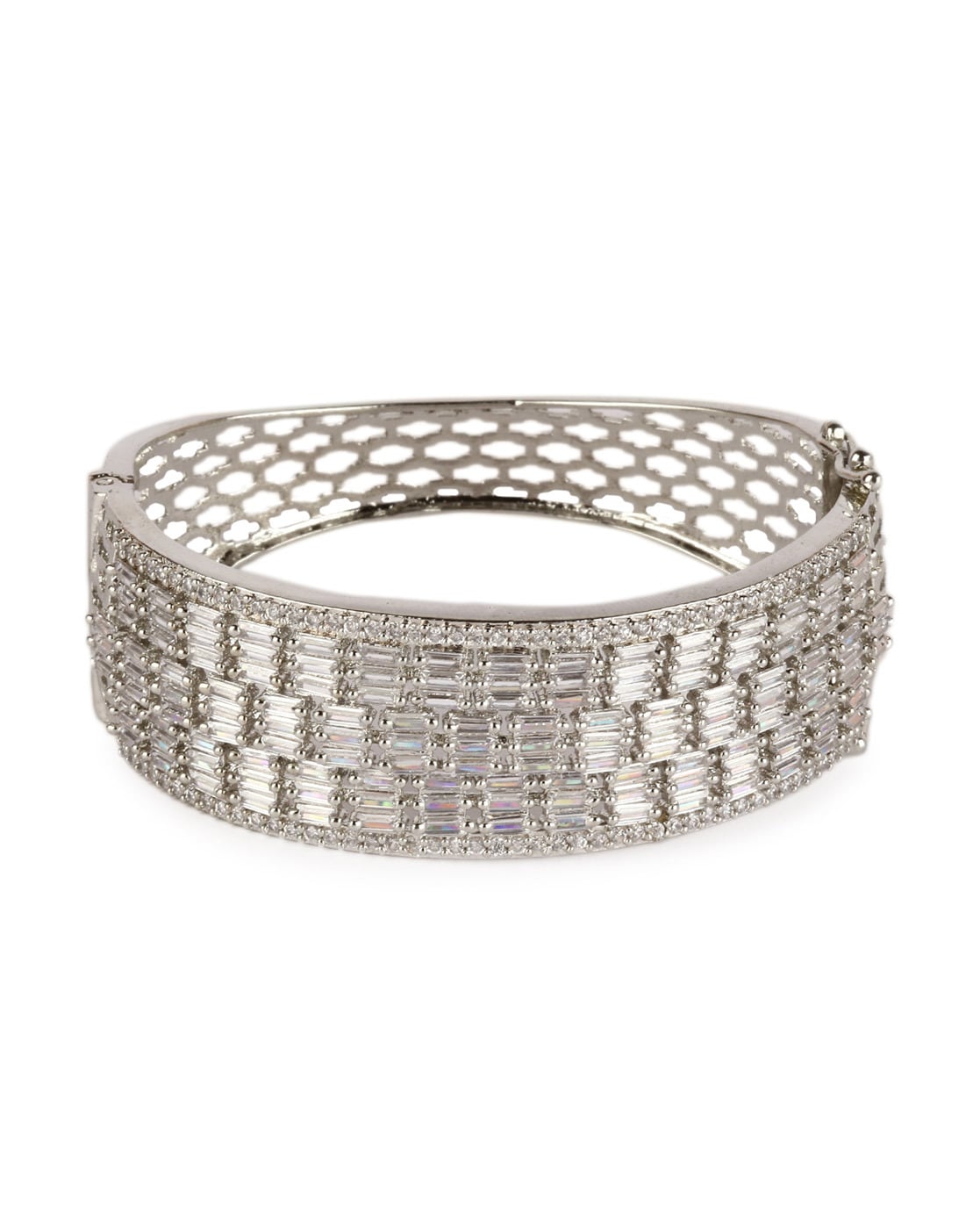 Buy Peora Silver Plated Studded Cubic Zirconia Adjustable Charm Bracelet  online