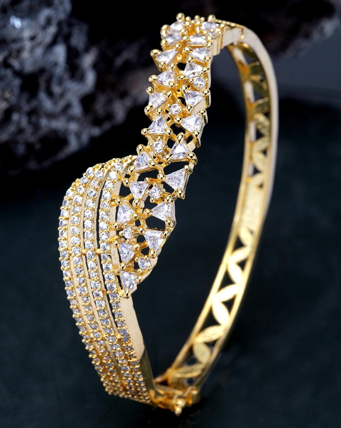 Buy Anika's Creations Classy Look Silver Plated American Diamond Openable Bracelet  Online