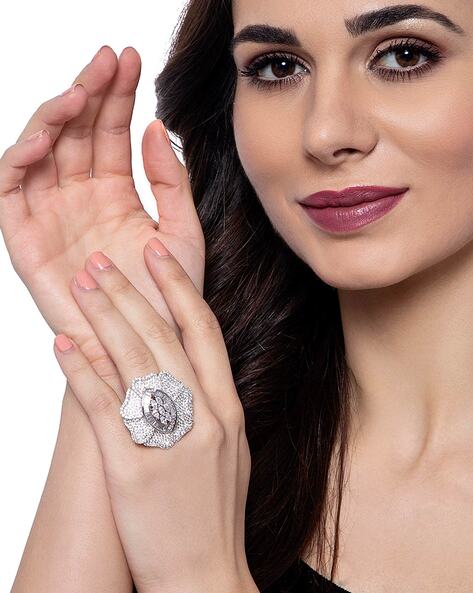 Buy Silver-Toned & Pink Rings for Women by Shaya Online | Ajio.com