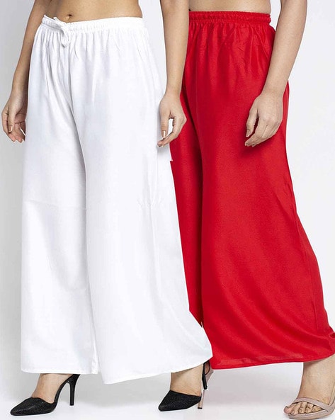 Buy White Drawstring Waist Flare Pants for Women Online in India