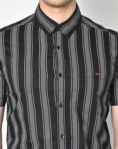 Buy Black & White Stripe Slim Fit Casual Shirt Online at Muftijeans