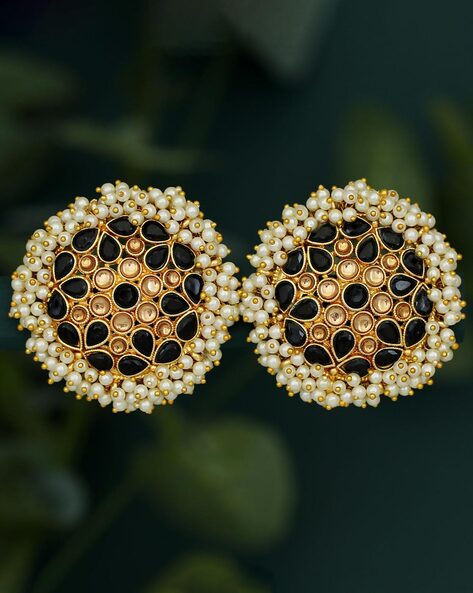 Big Golden Designer Stud Earring | FashionCrab.com