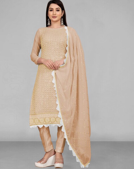 Embellished Georgette Dress Material Price in India
