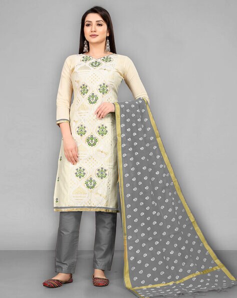 Floral Print Cotton Dress Material Price in India