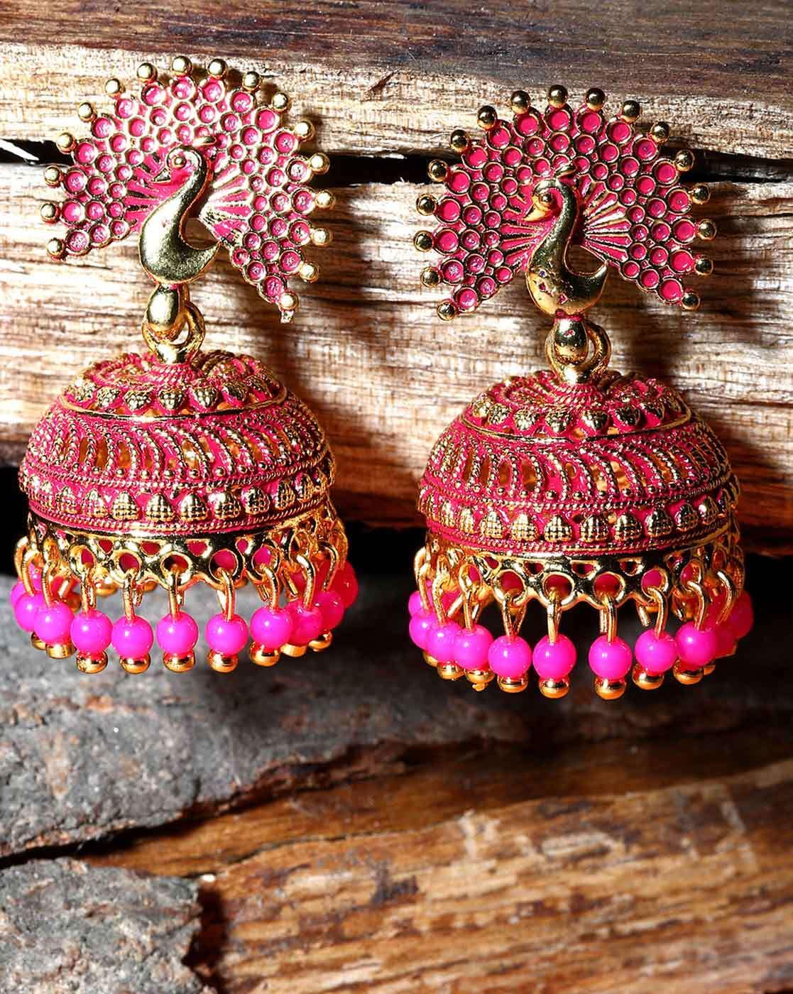 Deewangi Earrings-Magenta Pink