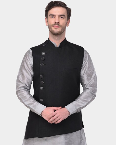 Buy Vastramay Classic And Elegant Sleeveless Jacket With Asymmetric Hem For  Boys Online at Best Price | Distacart