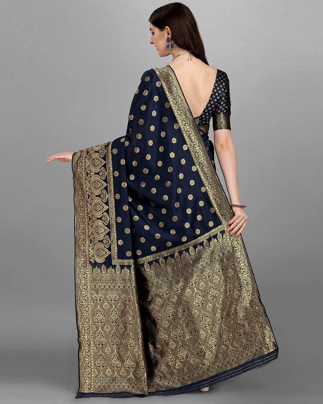 Buy NENCY FASHION Women Blue Woven Jacquard Banarasi Saree with Unstitched  Blouse Piece (SPSY_DK311NBLUE) Online at Best Prices in India - JioMart.