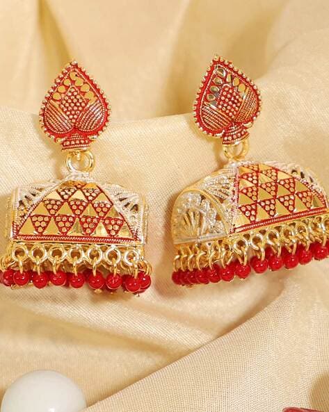 Red on sale ethnic earrings