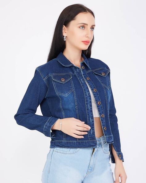 Trend Pick 3/4th Sleeve Washed Women Denim Jacket - Buy Trend Pick 3/4th  Sleeve Washed Women Denim Jacket Online at Best Prices in India | Flipkart .com