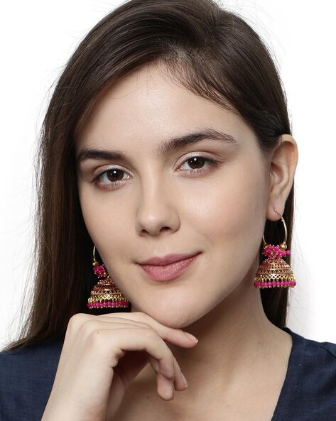 Zara Luxe Magenta Green Earrings - Size (M) - Plum Petal