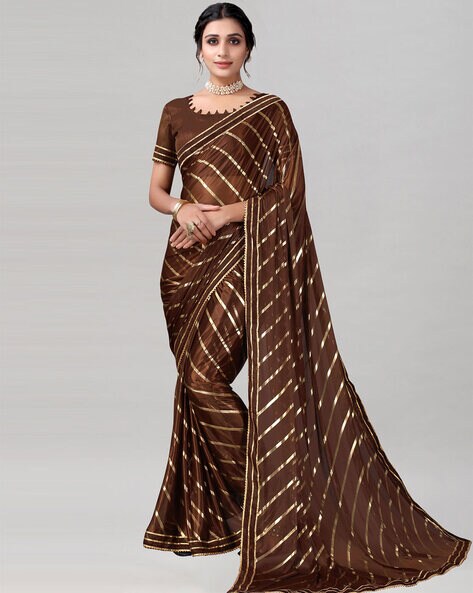 Buy Brown Sarees for Women by Jinal & Jinal Online | Ajio.com