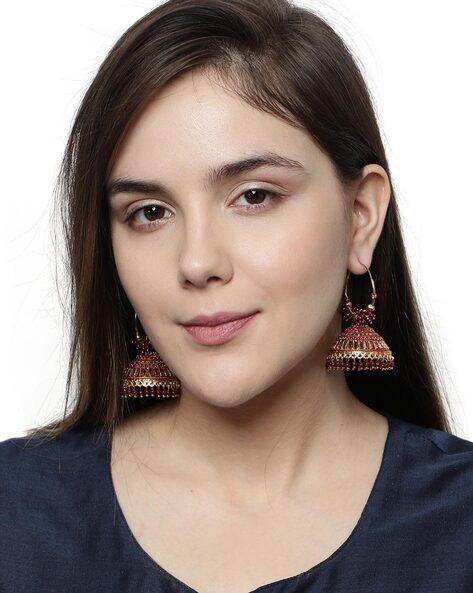 Moonstruck Traditional Indian Gold Plated Alloy Chandbali Hoop Earring –  www.Moonstruckinc.com