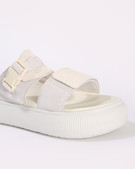 Amazon.com | Puma Womens Suede Mayu Pop Slide Athletic Sandals Casual -  White - Size 5 M | Slides