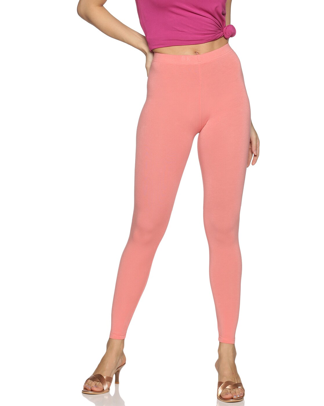 Buy online Pink Solid Ankle Length Leggings from Capris & Leggings for  Women by Mad Colors for ₹399 at 60% off | 2024 Limeroad.com