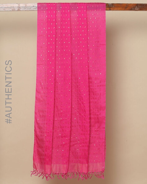 Handloom Pure Silk  Merserised Cotton Sequins Dupatta Price in India