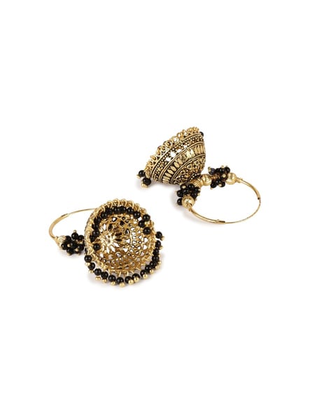 Indian Designer Silver Black Beads Partywear Earrings #57170 | Buy Jhumka Earrings  Online