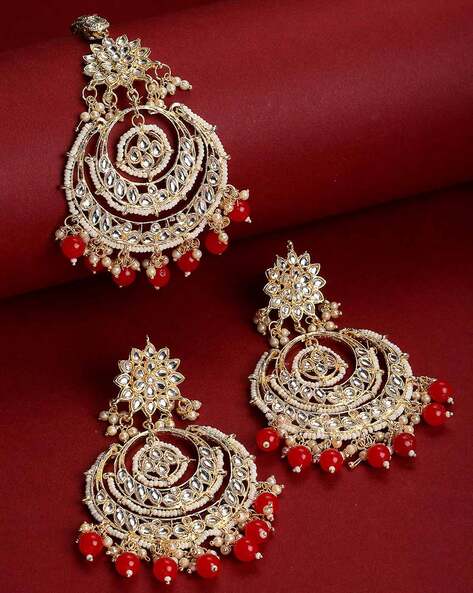 Buy Resham Chaand Baalis with Mirror Polki and Pearls Online in India |  Zariin