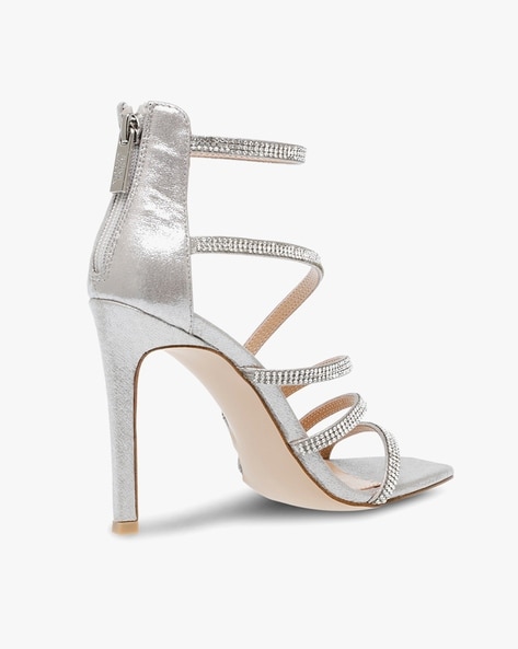 Buy Women's Block Heels Back Zipper Fashionable Slip On Party Heel Sandals  (Grey, Numeric_7) UK Size 7 at Amazon.in
