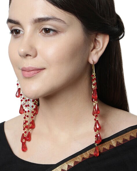 red crystal hoop earrings