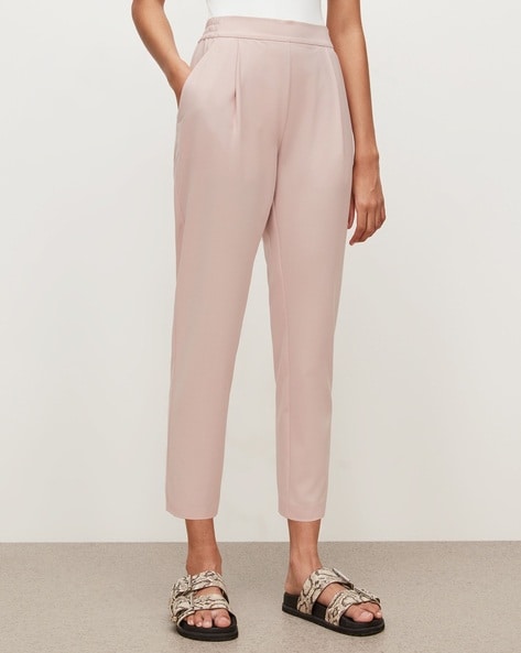 Buy Van Heusen Pink Mid Rise Trousers for Women Online @ Tata CLiQ