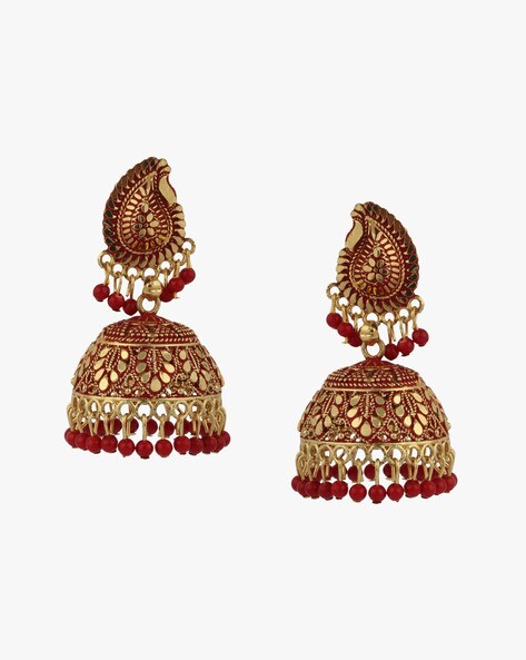 Party Wear 18k Gold Plated White Polki & Pearl Bahubali Jhumki/Jhumka –  Priyaasi